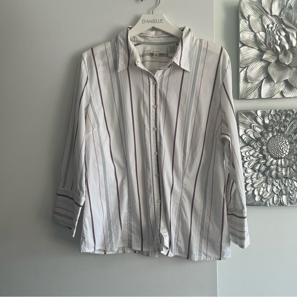 MERONA White Striped Button Down Shirt